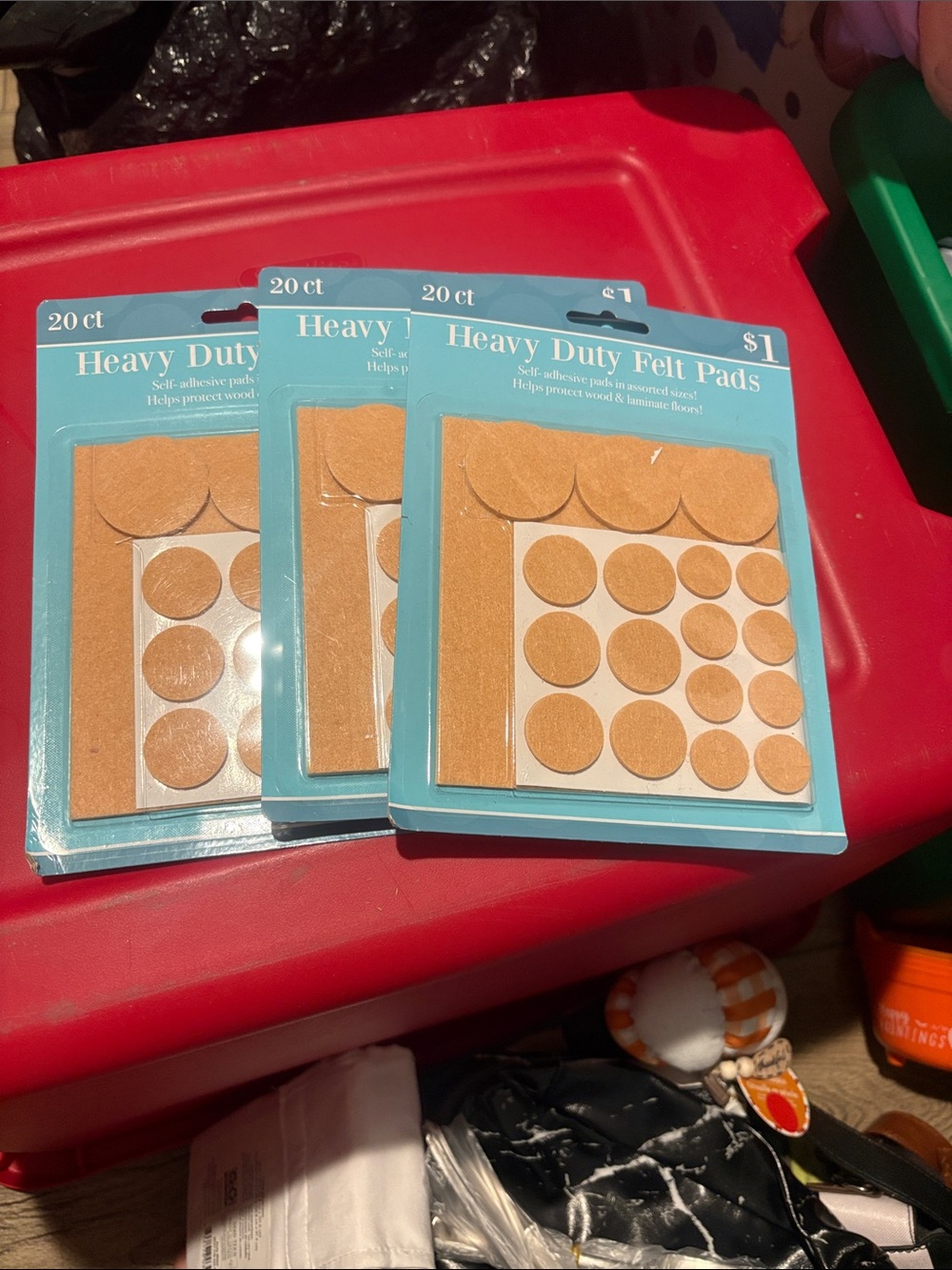 Heavy Duty Felt Pads - Tan Adhesive Furniture Protectors (3 Pack)